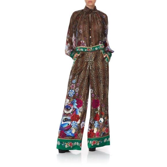 CAMILLA | Jewel of Jupiter Silk Wide-leg Trousers - Picture 6 of 16